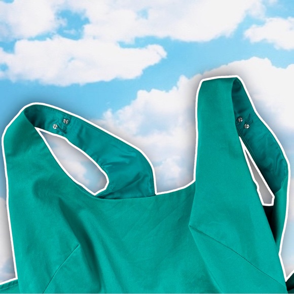 CALVIN KLEIN Square Neckline Sleeveless Belted Pleated Dress Christmas 50s Retro - Picture 10 of 12